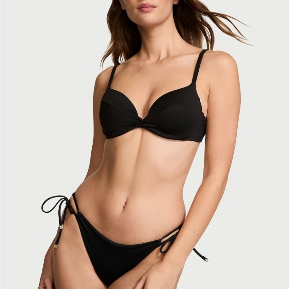 Victoria’s Secret Swim Essential Twist Push-Up Bikini Top 34DD NWT Black